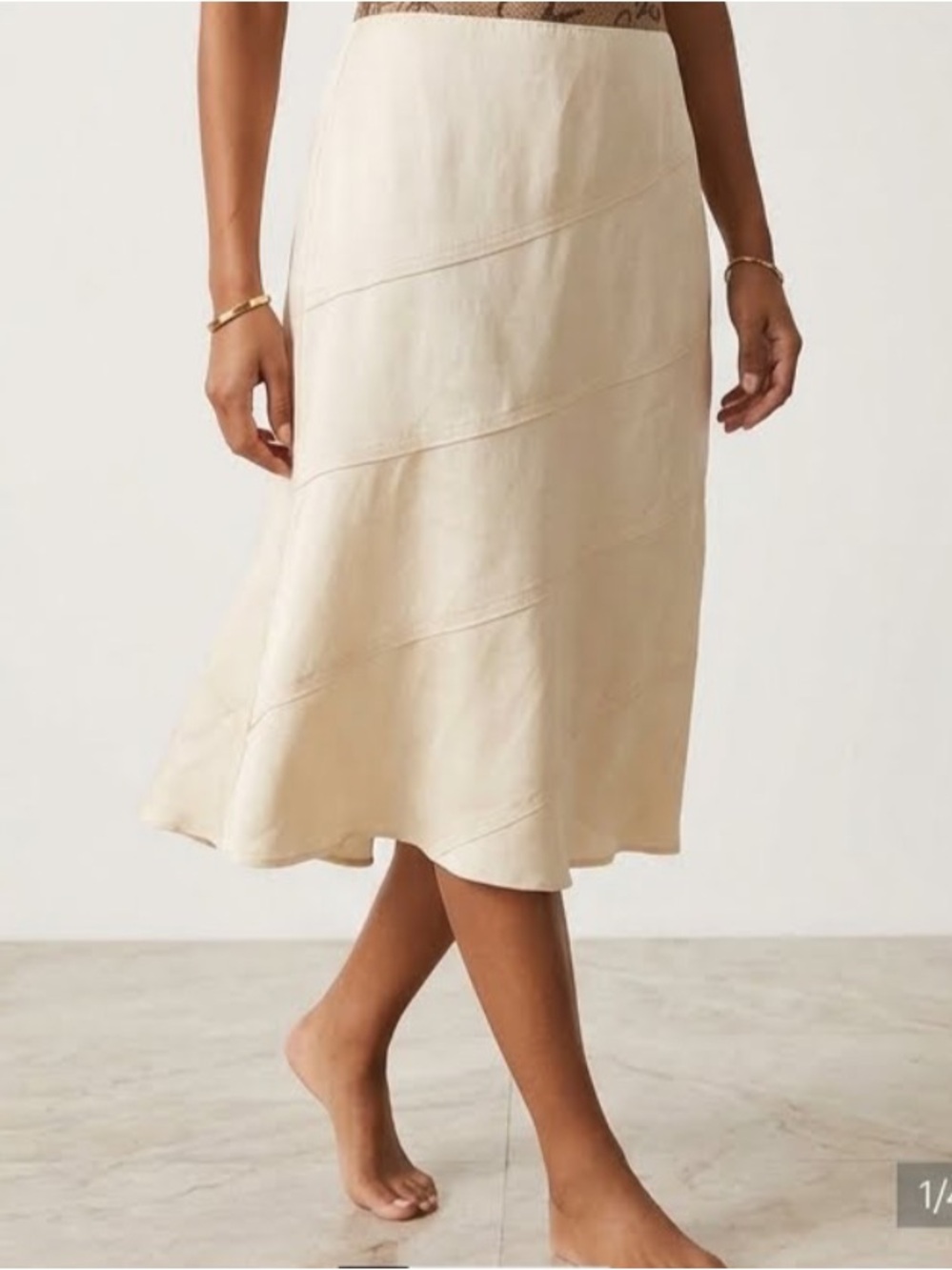 ANTHROPOLOGIE | Parameter Silk Linen Midi Skirt Asymmetrical Faux Tiered Size 8